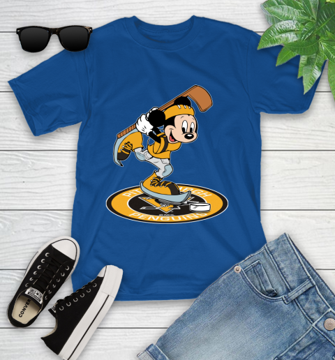 NHL Hockey Pittsburgh Penguins Cheerful Mickey Disney Shirt Youth T-Shirt 9