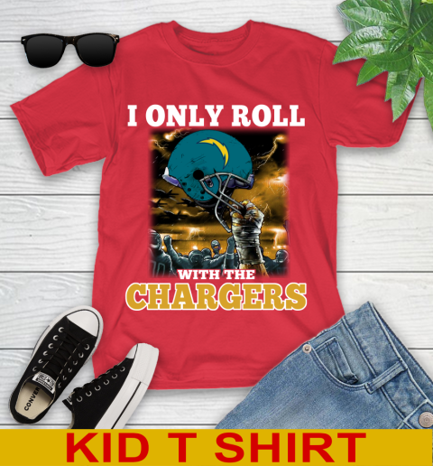 Los Angeles Chargers NFL Football I Only Roll With My Team Sports Youth T-Shirt 11