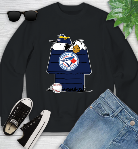 MLB Toronto Blue Jays Snoopy Woodstock The Peanuts Movie Baseball T Shirt Youth Sweatshirt 2
