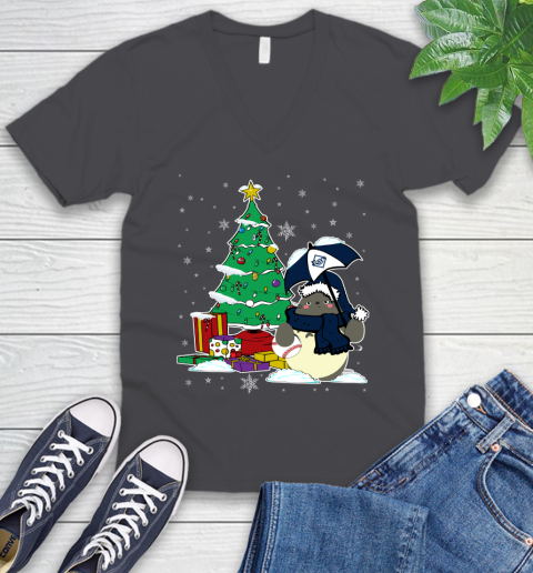 Tampa Bay Rays MLB Baseball Cute Tonari No Totoro Christmas Sports V-Neck T-Shirt 4