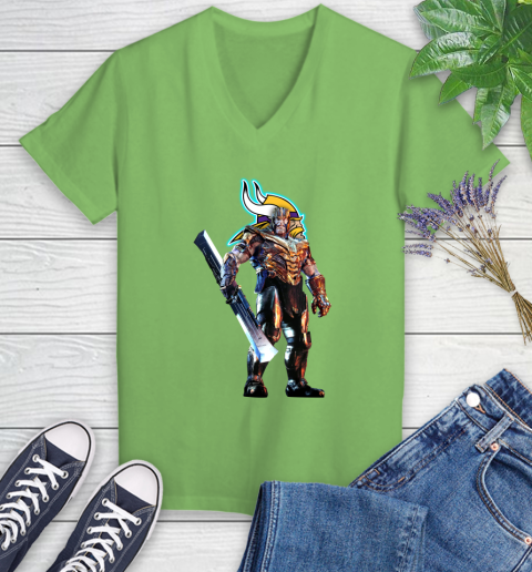 NFL Thanos Gauntlet Avengers Endgame Football Minnesota Vikings Women's V-Neck T-Shirt 11
