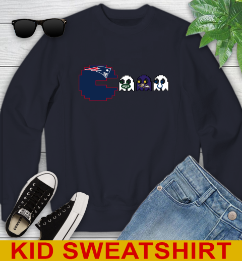New England Patriots NFL Football Pac Man Champion Youth Sweatshirt 3
