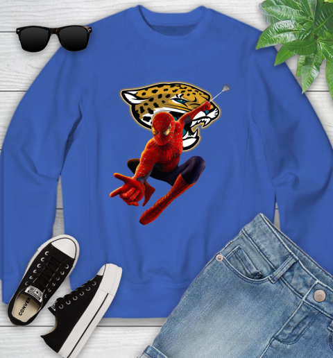 NFL Spider Man Avengers Endgame Football Jacksonville Jaguars Youth Sweatshirt 8