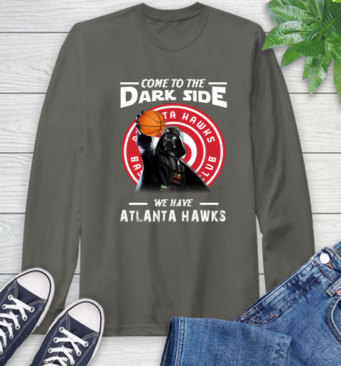 NBA Come To The Dark Side We Have Atlanta Hawks Star Wars Darth Vader Basketball Long Sleeve T-Shirt 9