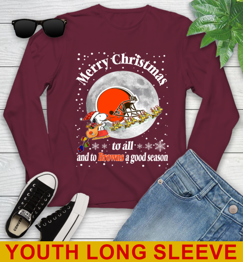 Cleveland Browns Merry Christmas To All And To Browns A Good Season NFL Football Sports Youth Long Sleeve 6