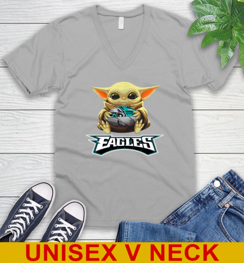 NFL Football Philadelphia Eagles Baby Yoda Star Wars Shirt V-Neck T-Shirt 4