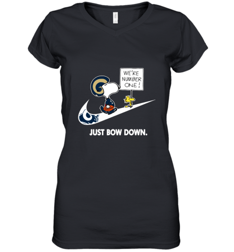 Los Angeles Rams Are Number One – Just Bow Down Snoopy Women's V-Neck T-Shirt