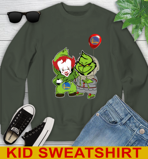 Golden State Warriors Baby Pennywise Grinch Christmas NBA Basketball Youth Sweatshirt 9