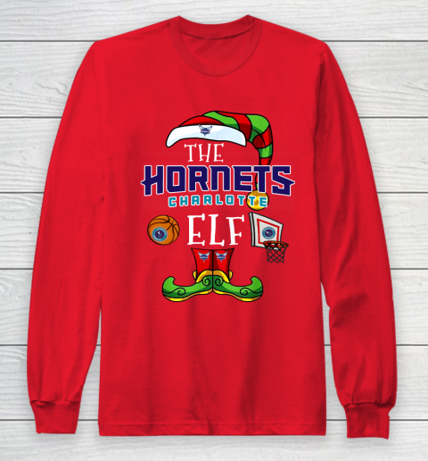 Charlotte Hornets Christmas ELF Funny NBA Long Sleeve T-Shirt 7