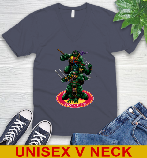NBA Basketball Houston Rockets Teenage Mutant Ninja Turtles Shirt V-Neck T-Shirt 9 NBA Basketball Houston Rockets Teenage Mutant Ninja Turtles Shirt V-Neck T-Shirt - Image 9