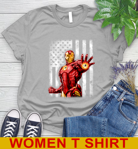 Washington Redskins NFL Football Iron Man Avengers American Flag Shirt Women's T-Shirt - Image 6