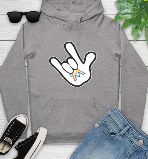 Miami Marlins MLB Baseball Mickey Rock Hand Disney Youth Hoodie 6