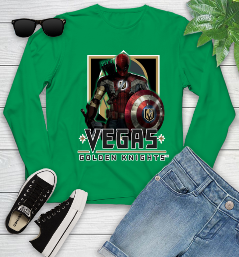 NHL Captain America Thor Spider Man Hawkeye Avengers Endgame Hockey Vegas Golden Knights Youth Long Sleeve 6