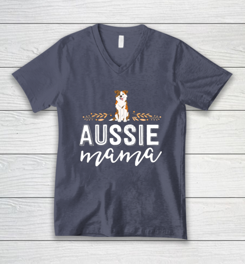 Dog Mom Shirt Aussie Mama Dog Mom Shirt For Women Australian Shepherd V-Neck T-Shirt 7