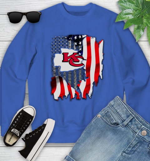 Kansas City Chiefs NFL Football American Flag Youth Sweatshirt 7