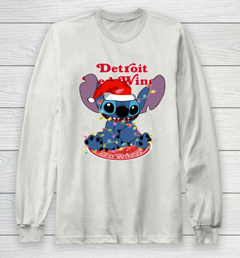 Detroit Red Wings NHL Hockey noel stitch Christmas Long Sleeve T-Shirt 9