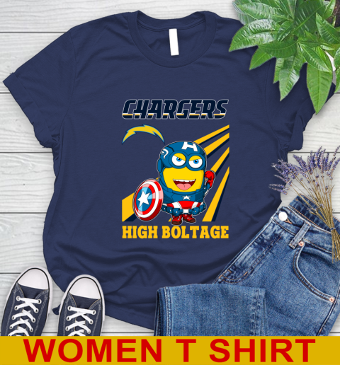 NFL Football Los Angeles Chargers Captain America Marvel Avengers Minion Shirt Women's T-Shirt 12