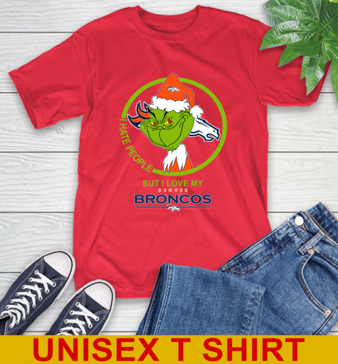 Denver Broncos NFL Christmas Grinch I Hate People But I Love My Favorite Football Team T-Shirt 10