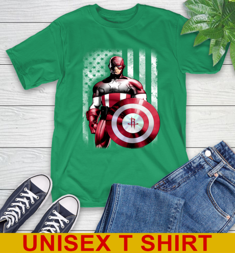 Houston Rockets NBA Basketball Captain America Marvel Avengers American Flag Shirt T-Shirt 7