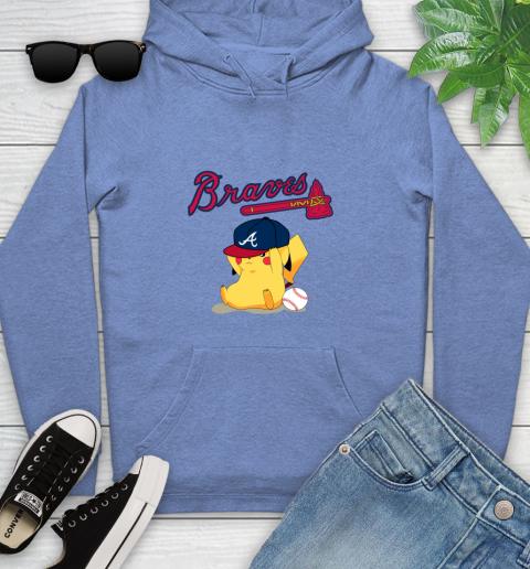 MLB Pikachu Baseball Sports Atlanta Braves Youth Hoodie 12