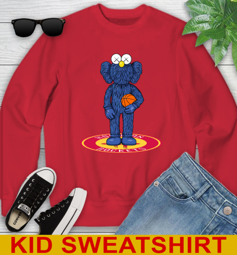 NBA Basketball Houston Rockets Kaws Bff Blue Figure Shirt Youth Sweatshirt 8