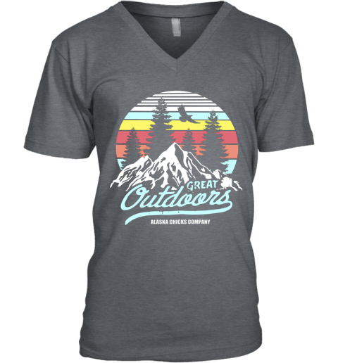 Great Outdoors Alaska Chicks Company Vintage V Neck T Shirt