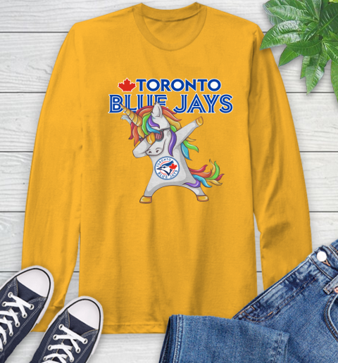 Toronto Blue Jays MLB Baseball Funny Unicorn Dabbing Sports Long Sleeve T-Shirt 3