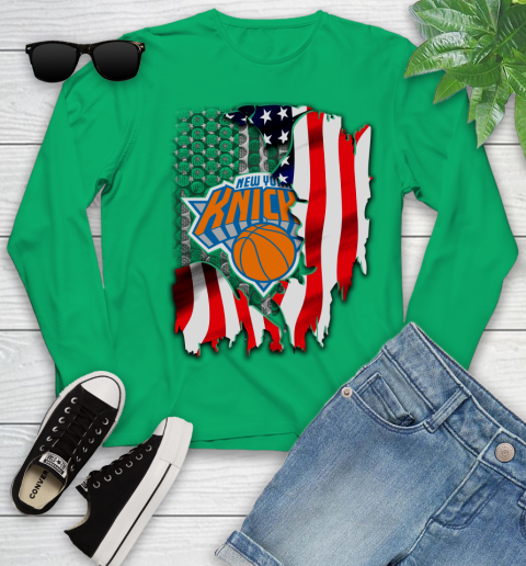 New York Knicks NBA Basketball American Flag Youth Long Sleeve 7