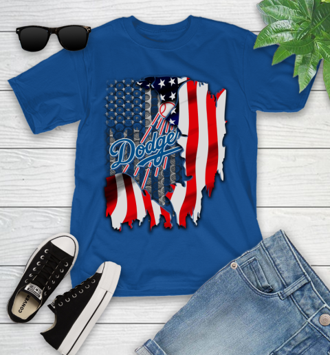 Los Angeles Dodgers MLB Baseball American Flag Youth T-Shirt 12