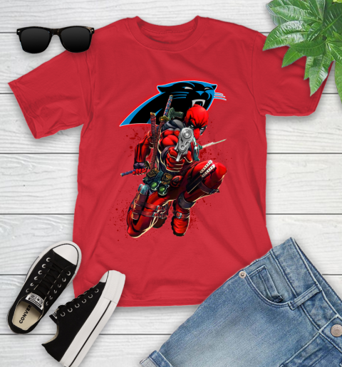 NFL Deadpool Marvel Comics Sports Football Carolina Panthers Youth T-Shirt 10