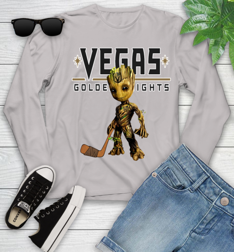 Vegas Golden Knights NHL Hockey Groot Marvel Guardians Of The Galaxy Youth Long Sleeve 12