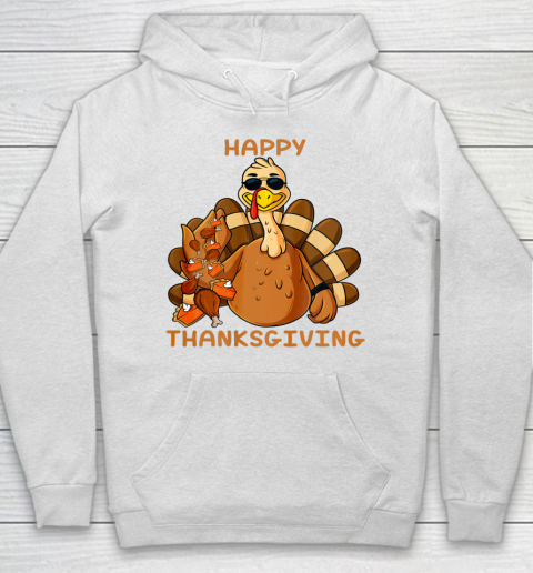 Happy Thanksgiving Turkey Throwing Food Funny Hoodie
