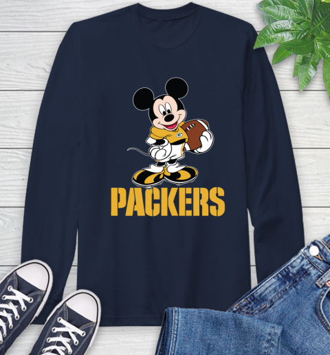 NFL Football Green Bay Packers Cheerful Mickey Mouse Shirt Long Sleeve T-Shirt 4