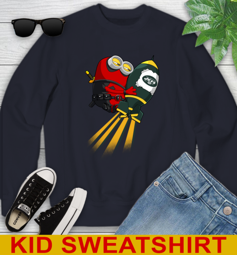 NFL Football New York Jets Deadpool Minion Marvel Shirt Youth Sweatshirt 2