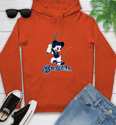 MLB Baseball Milwaukee Brewers Cheerful Mickey Mouse Shirt Youth Hoodie 5