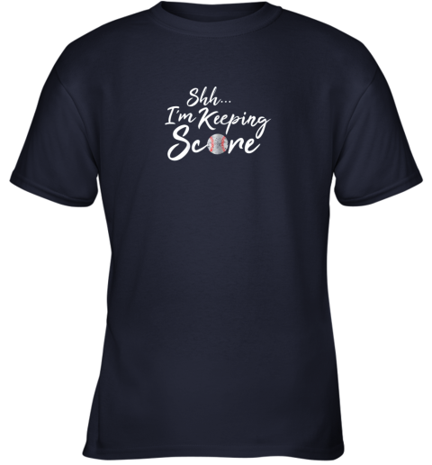 v1xe scorekeeper gift funny baseball team score book keeper youth t shirt 26 front navy