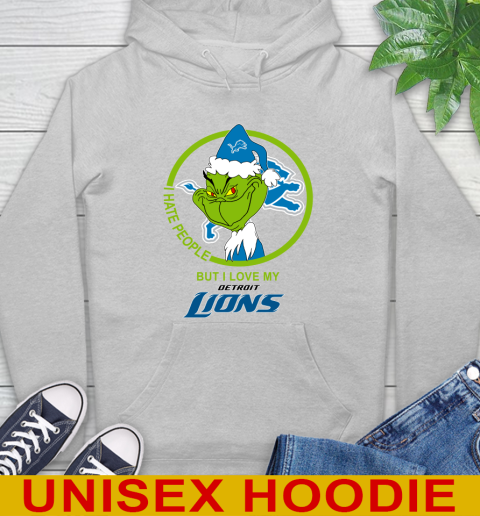 Detroit Lions NFL Christmas Grinch I Hate People But I Love My Favorite Football Team Hoodie 6