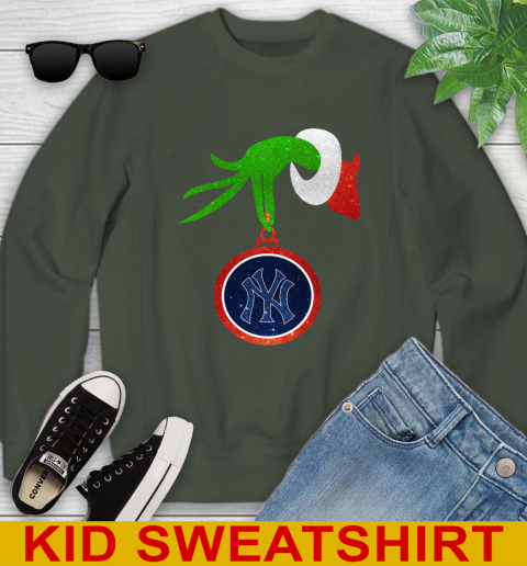New York Yankees Grinch Merry Christmas MLB Baseball Youth Sweatshirt 9