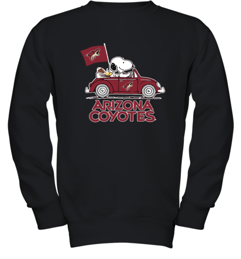 Snoopy And Woodstock Ride The Arizona Coyotes Car NHL Youth Sweatshirt