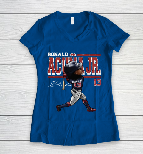 Ronald Acuna Jr Cartoon Women's V-Neck T-Shirt 7