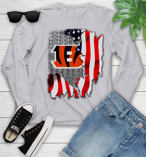 Cincinnati Bengals NFL Football American Flag Youth Long Sleeve 5