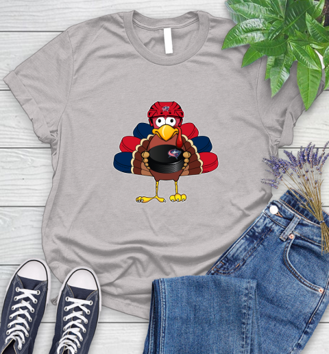 Columbus Blue Jackets Turkey Thanksgiving Day Women's T-Shirt 10