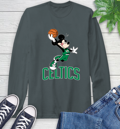 NBA Basketball Boston Celtics Cheerful Mickey Mouse Shirt Long Sleeve T-Shirt 7