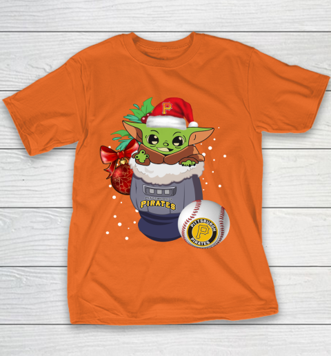 Pittsburgh Pirates Christmas Baby Yoda Star Wars Funny Happy MLB Youth T-Shirt 6