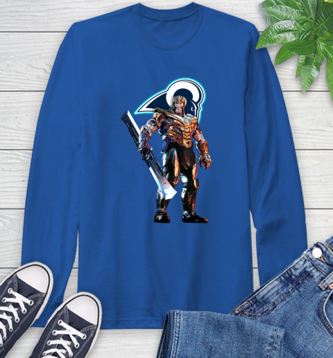 NFL Thanos Gauntlet Avengers Endgame Football Los Angeles Rams Long Sleeve T-Shirt 9