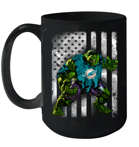 Miami Dolphins Hulk Marvel Avengers NFL Football American Flag Ceramic Mug 15oz