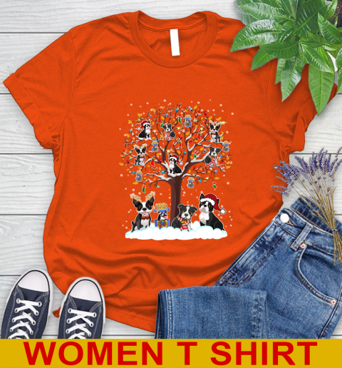 Boston terrier dog pet lover light christmas tree shirt 87