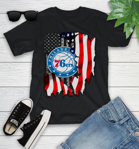 Philadelphia 76ers NBA Basketball American Flag Youth T-Shirt