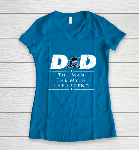Miami Marlins MLB Baseball Dad The Man The Myth The Legend Women's V-Neck T-Shirt 5
