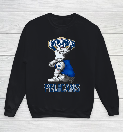 NBA Basketball My Cat Loves New Orleans Pelicans Youth Sweatshirt